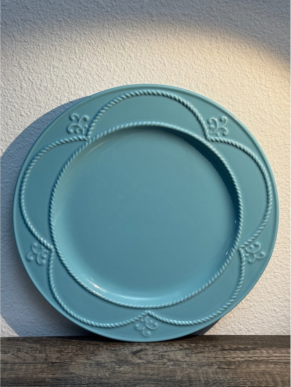 Set of 4 Princess House Marbella Aqua Blue 11 3/8” Dinner Plates